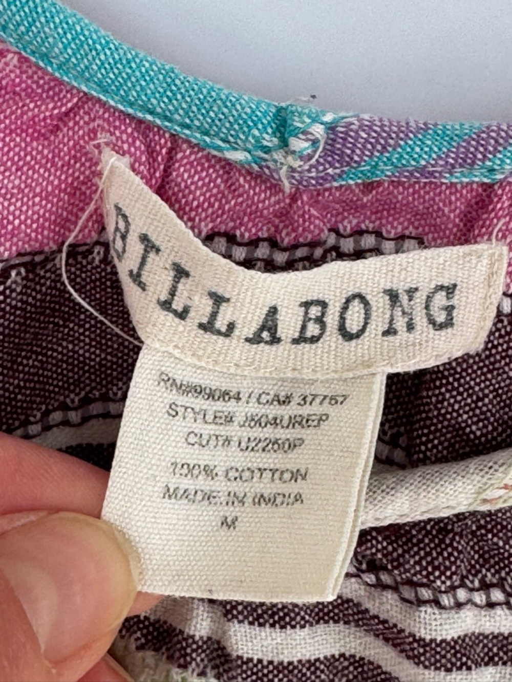 Billabong Multicolor Striped Cotton Fringe Cami Tank Top Size Medium - Picture 3 of 4